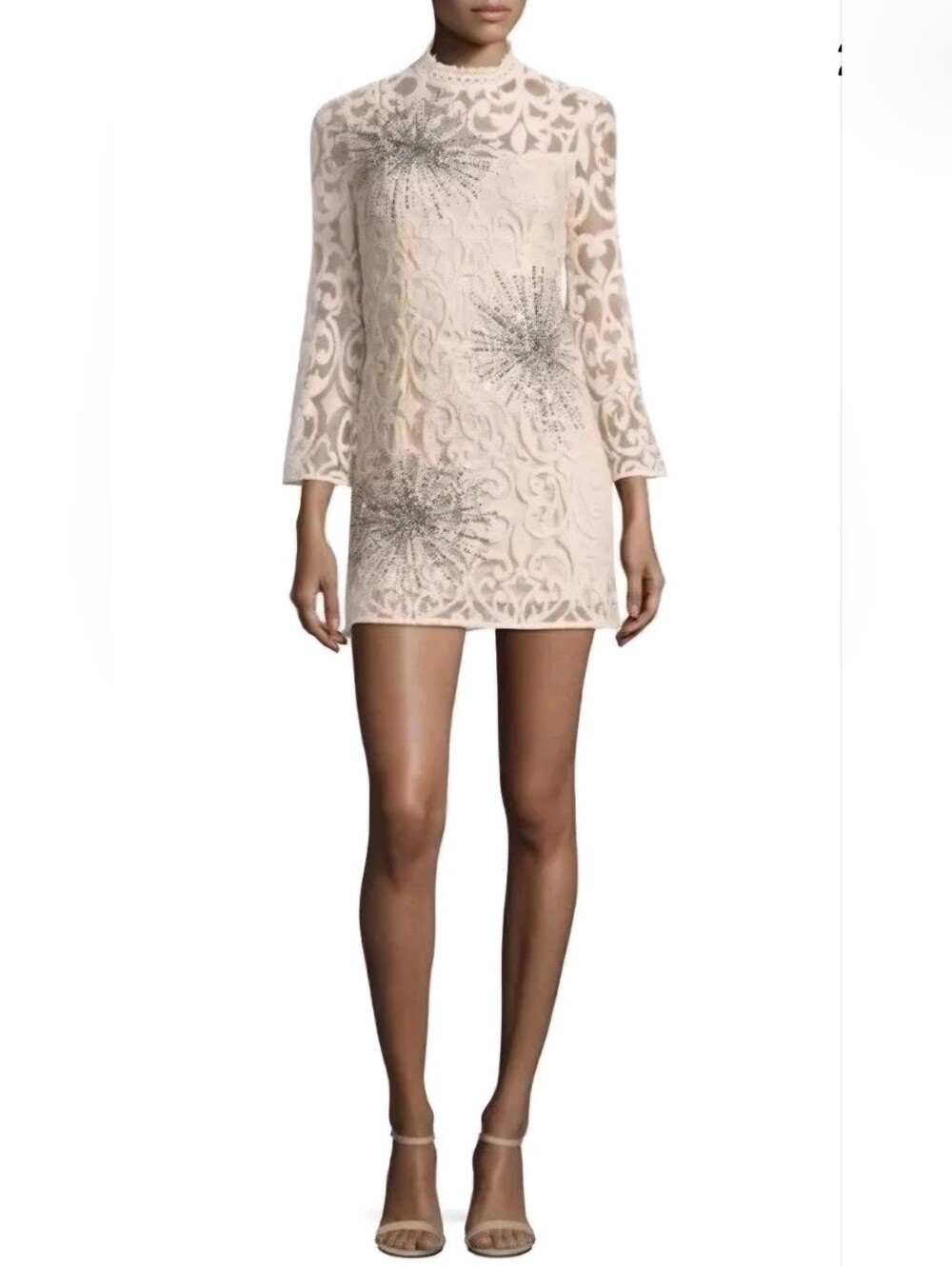 Free People North Star Ivory Coquette Mini Lace Festive Dress Sz 4